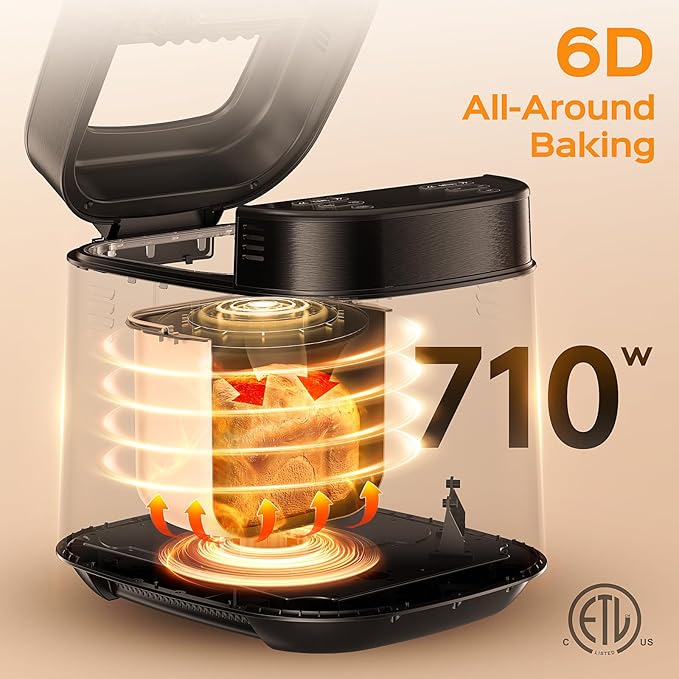 2.5LB Bread Maker with Built-in Electronic Scale, 25-in-1 Bread Machine, Beginner-Friendly with Adjustable Baking & Fermentation, Non-Stick Easy-Clean Pan, Quiet, 15H Delay, Recipes, Black