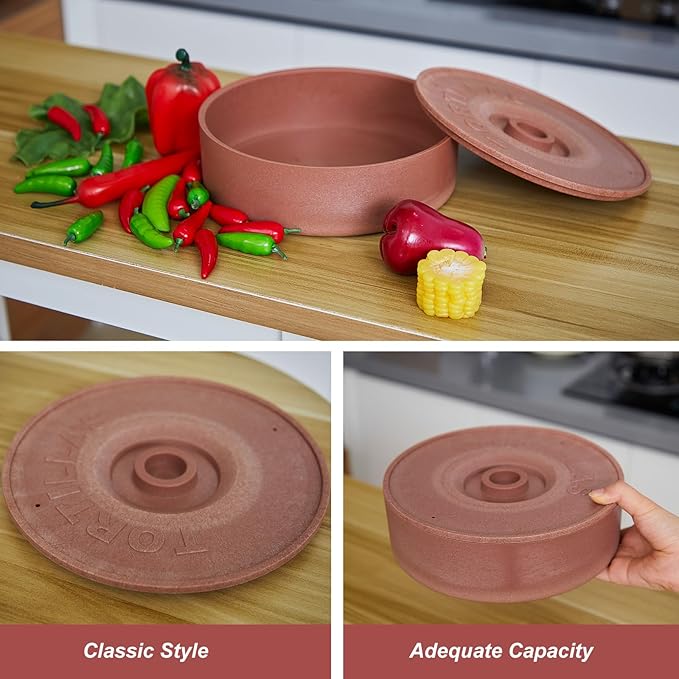Sabary 2 Pcs Tortilla Warmer with Lid 8.5 x 2.4 Inch Robust Plastic Tortilla Holder Taco Keeper Pancake Waffles Food Container Microwave Save for Mexican Night Fiesta Party Home Restaurant Bar