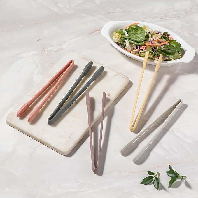 carrotez Silicone Cooking Kitchen Tongs, Anti-Slip,Non-Scratch Serving Tongs 9.25 Inches - Ivory