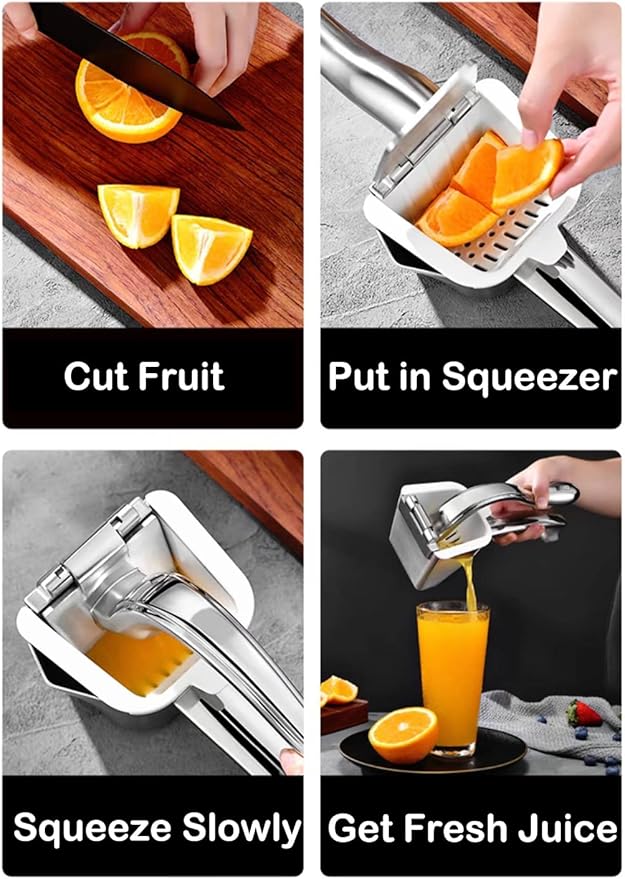 Real Stainless Steel Lemon Squeezer Citrus Juicer Hand Press Heavy Duty Manual Squeeze Juice Extractor Maker Orange Lime Grapefruit Presser
