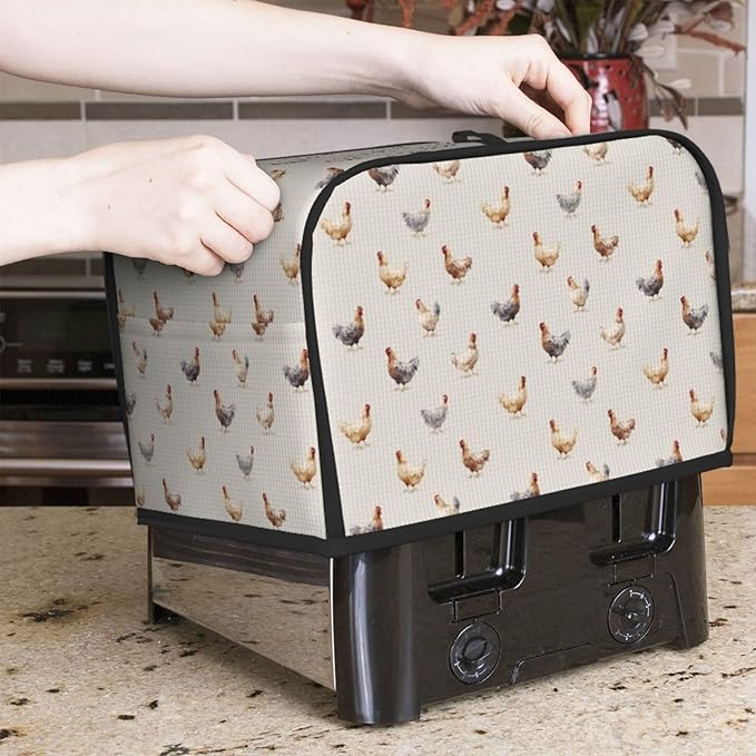 Toaster Cover 2 Slice Chicken Pattern Kitchen Small Appliance Covers with Pockets Dust and Fingerprint Protection