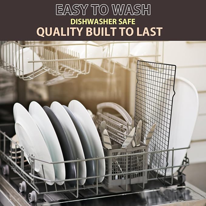Briout Cooling Rack for Baking, 2-Pack 16x10 Inches Baking Rack, Thick Wire Cookie Rack for Cooking, Roasting, Grilling, Drying, Oven Safe, Fits Half Sheet Pan, Black