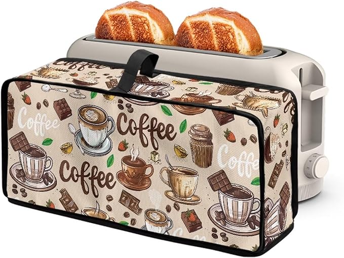 Coffee Toaster Cover 2 Slice Beige Cover for 2 Slice Slim Toaster, Easy to Fold and Carry Water-Resistant Dust Covers for Kitchen Appliances, Machine Washable