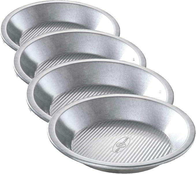 USA Pan Bakeware Aluminized Steel Commercial Pie Pan, Silver (Pack of 6)