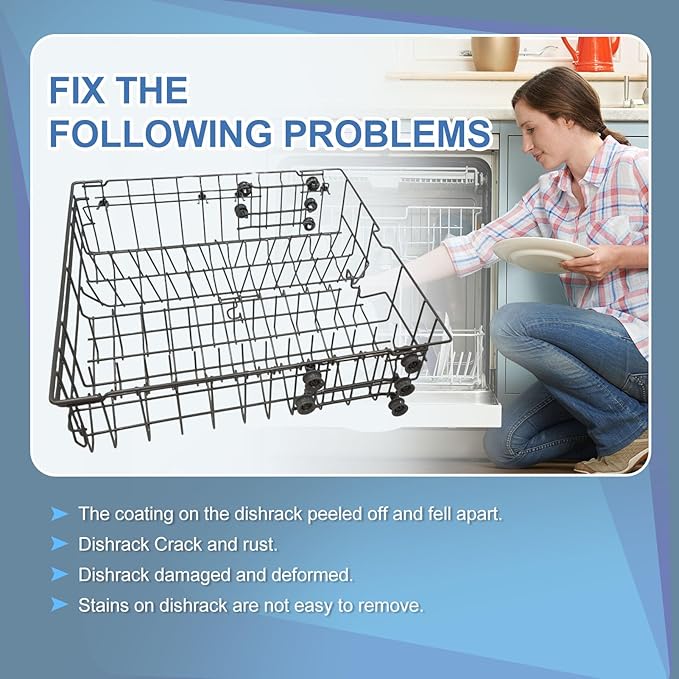DD82-01385B A/S Middle Dishwasher Rack Replacement for Samsung DW80R2031US, DW80R2031UG, DW80N3030US, DW80N3030UB, DW80N3030UW, DW80M2020US Series– 21.6”x20.8” Upper/Center Dishrack Assembly