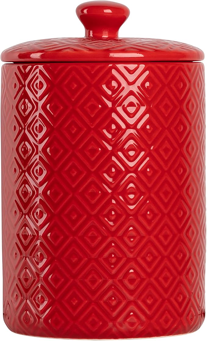 10 Strawberry Street CAN RED Diamond Kitchen Canister Set, Set of 3, Model:CAN-DIAMOND-RED-SET