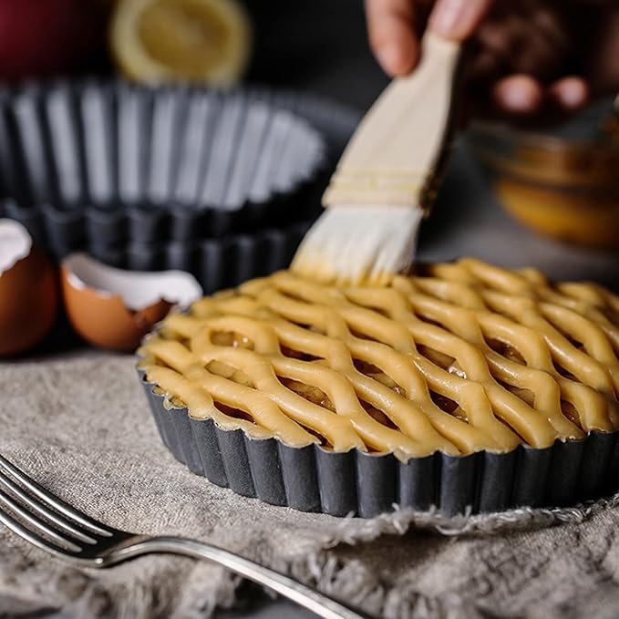 Tosnail Set of 3 Non-Stick Round Quiche Pan, 12 Inch, 10 Inch, 8 Inch Fruit Tart Pan, Fluted Pie Pan with Removable Bottoms