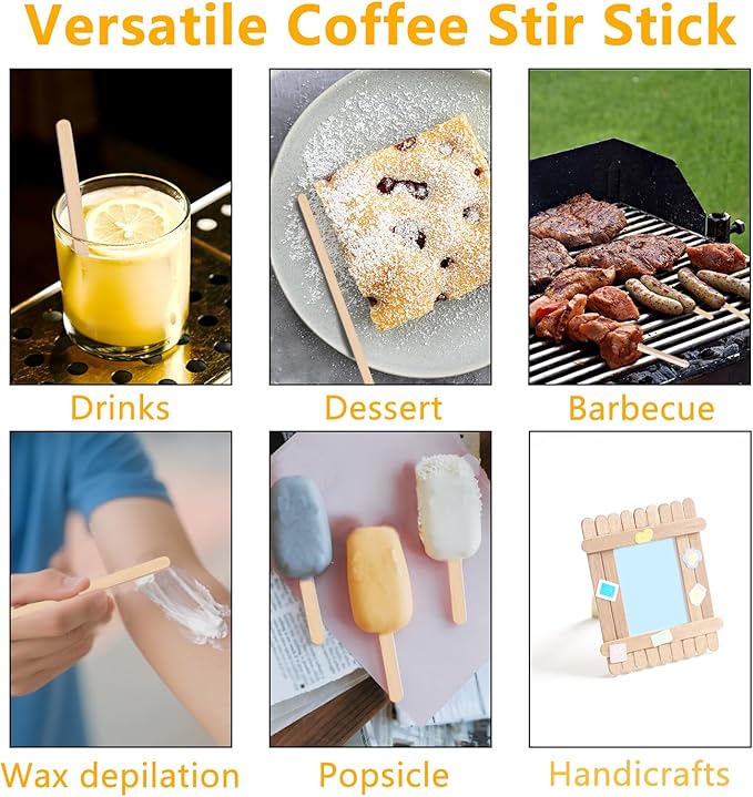 KTOJOY 110 Pack Birch Wood Coffee Stirrers, 7.5 Inch Sturdy Coffee Stir Sticks, Smooth Round Ends, Splinter-Free Disposable Stir Sticks for Coffee, Cocktails, Office, Home Use
