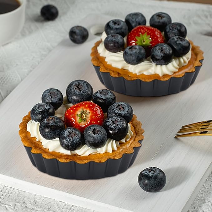 Tart Pans with Removable Bottom, Quiche Pans Nonstick Fluted Tart Pans for Pie, Quiches, Tartlets (4 Inch-9Pcs)