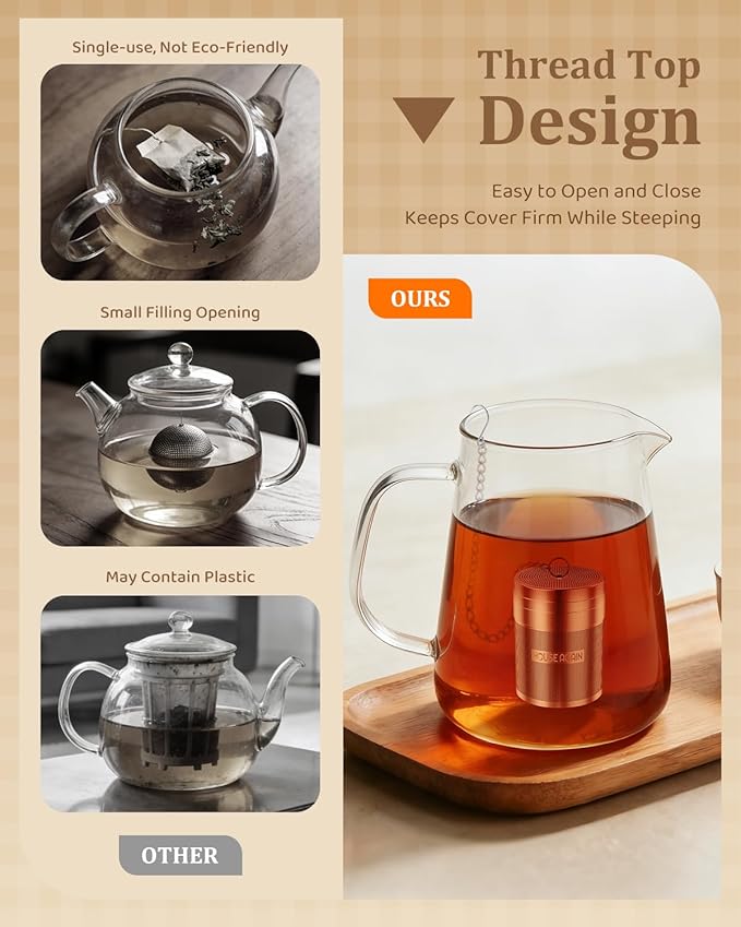 House Again 2 Pack Large Tea Infusers, Extra Fine Mesh Tea Strainers for Loose Tea, Updated Slim Threaded Lid & 304 Stainless Steel, Loose Leaf Tea Steeper for Brew Tea Spices & Seasonings