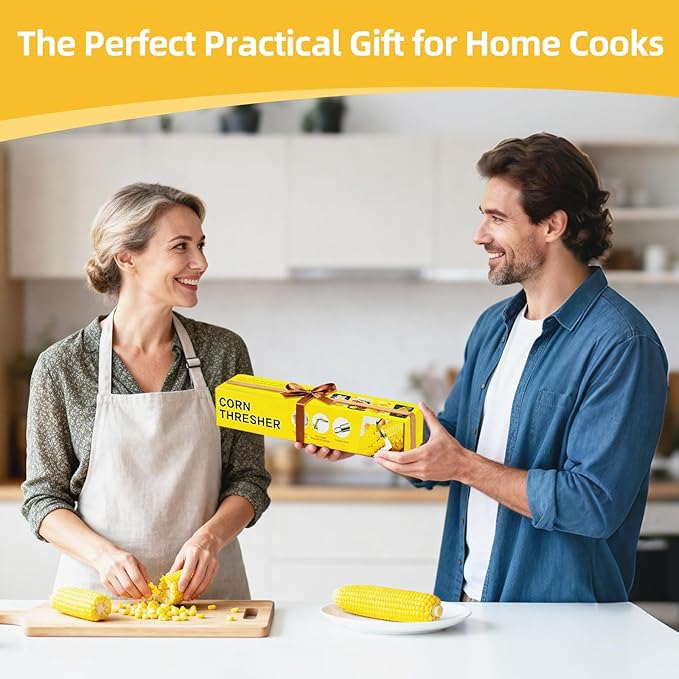 Easy Corn Peeler & Stripper Tool, Nobineck 2-Pack with Corn Fork, Stainless Steel Serrated Blade for Effortless Kernel Removal, Ideal Kitchen Gift.