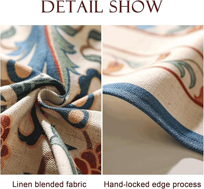 patdrea Designer Vintage Linen Extra Long Tablecloth for Rectangle Table,French Soft Floral Tablecloths,Colorful Table Cover for Kitchen Dining,Parties,Christmas,Thanksgiving,Party,67"x118"-Puno
