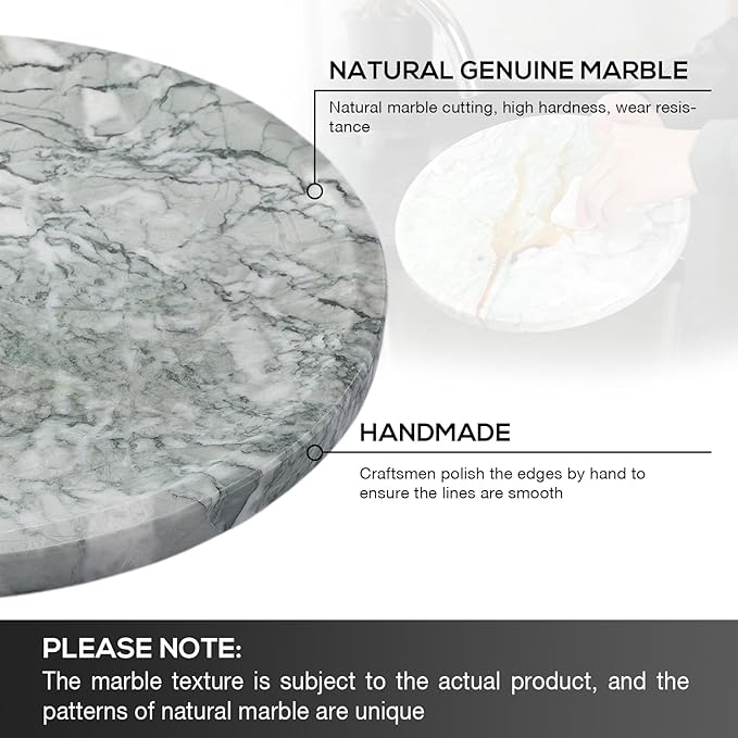 Natural Round Marble Tray, 11.7in Decorative Vanity Catchall Countertop Organizer for Jewelry Perfume Candles, Multi-Purpose Decorative Serving Tray - Light Green Verda Antique