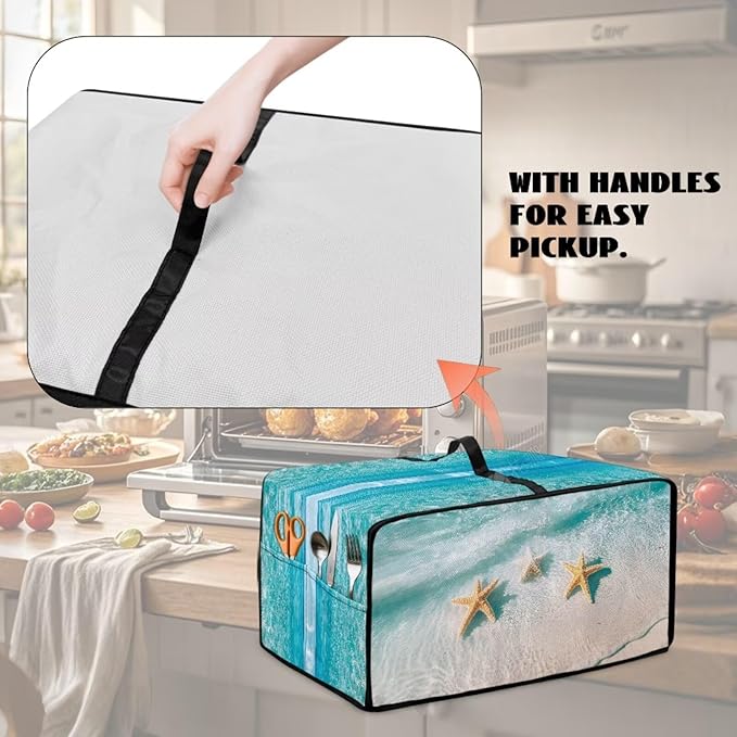 Convection Oven Cover Kitchen Countertop Appliance Covers Washable Convection Microwave Oven Protector 18.5 x 22.5 x 13 inches, L, Beach Starfish Hawaii