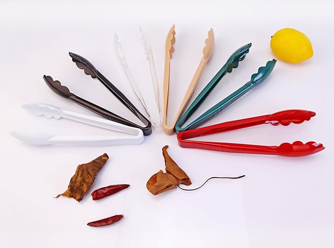New Star Foodservice 35520 Utility Tong, High Heat Plastic, Scalloped, 12 inch, Set of 12, Clear