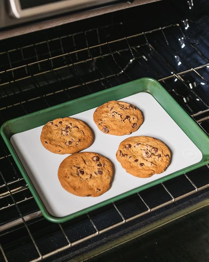 The Silicone Kitchen Silicone Baking Mat, BPA Free, Extra Thick, Quarter Sheet 8 in into 11.75 in, Set of 2, Blue and Gray