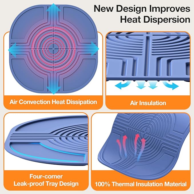 Silicone Trivets Mat for Ninja Crispi air Fryer-Ninja Crispi accessories for Portable Glass Air Fryer Cooking System Holder, Non-Slip Protects Tabletop Clean from Damage, Easy to Clean