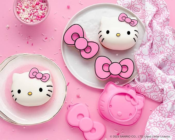 Handstand Kitchen Hello Kitty Cake Baking Set with Kitty Face and Bow Mini Cake Molds and More