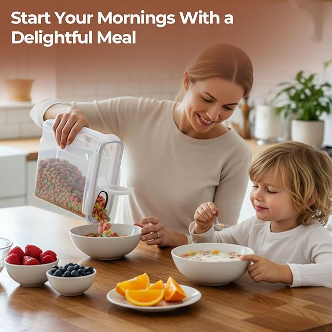 ComSaf 6.7Qt Cereal Storage Container Set of 2 - Ideal for Home Cooks Storing Cereal and Organized Families Organizing Bulk Food，Large Cereal Dispenser Keeps Pantry and Kitchen Countertop Neat