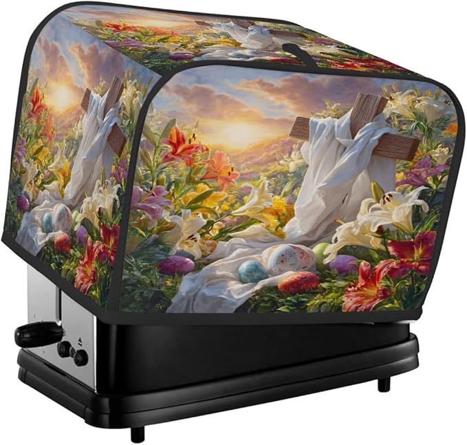 Easter Eggs Flowers Art Toaster Cover 2 Slice Dust and Fingerprint Protection Toaster Bread Maker Covers Washable Kitchen Small Appliance Covers for Kitchen Accessories Decor Bakeware Women Gift