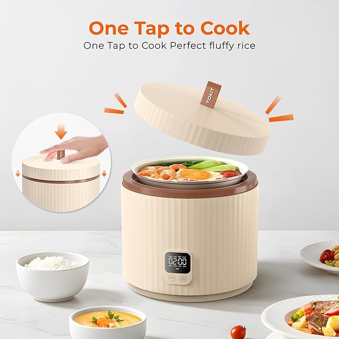 Compact Mini Rice Cooker Small Kitchen 3-Cup (Uncooked) / 6-Cup (Cooked), Non Stick Ceramic Inner Pot Rice Maker, 24H Timer Delay, Auto Keep Warm, 8 Functions Multicooker For Brown Rice, Steam, Soup