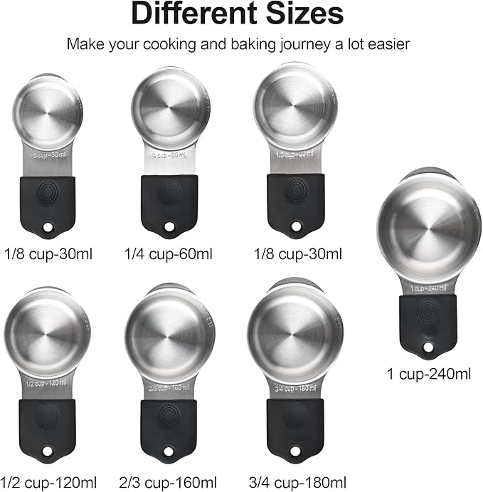 Smithcraft Magnetic Measuring Cups & Spoons Set 15, Stainless Steel Measuring Cups and Spoons Set, Heavy Duty Metal Measuring Cup & Spoon with Leveler & Measure Equivalents for Cooking & Baking