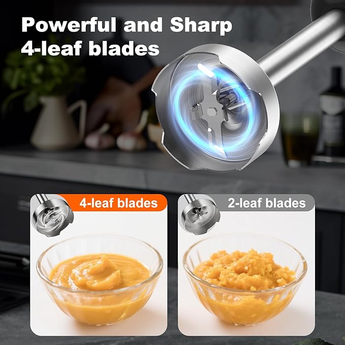 Immersion Blender Handheld 1200W, 20-speeds Immersion Hand Blenders, Hand Mixer with Mining Beaker,Chopper,Whisk, Frother, Stand and Stick Blender Suitable for Kitchen, Protein Shakes and Baby Food