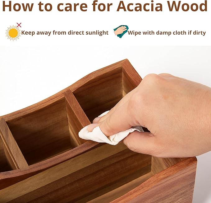 Utensil Caddy for Parties - Acacia Wood Silverware Caddy for Party Kitchen Countertop - Utensil Holder for Party Kitchen Counter - Cutlery Flatware Caddy Silverware Holder for Countertop Organizer