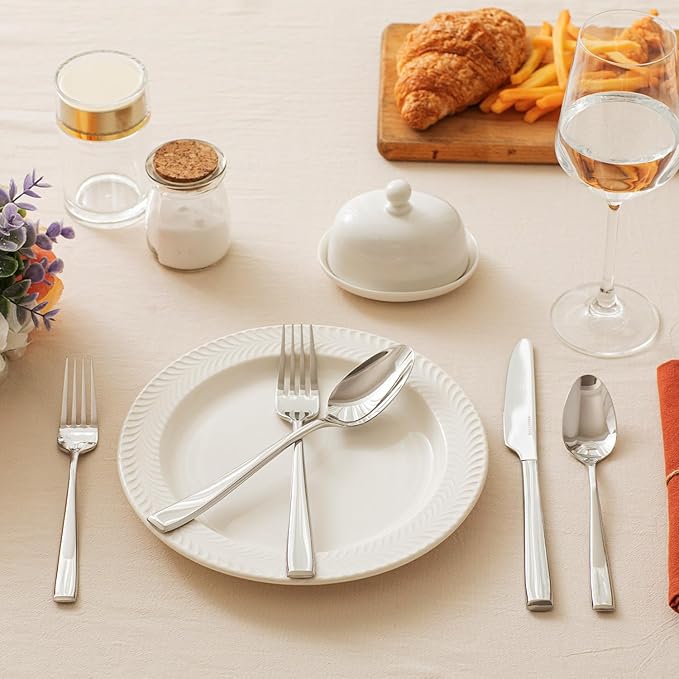 KINGSTONE Mirror Polish Silverware Set for 8, 40-Piece 18/10 Stainless Steel Flatware Set, Dishwasher Safe Cutlery Set for Wedding, Home, Restaurant, Knives Spoons and Forks Set