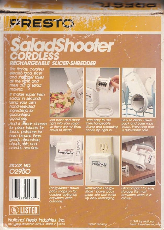 Cordless SaladShooter Rechargeable Slicer Shredder Salad Shooter