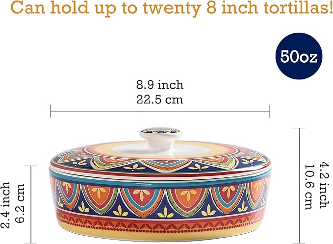 Bico Tunisian Taco Tuesday Set, Tortilla Warmer and Taco Holder, Microwave and Dishwasher Safe