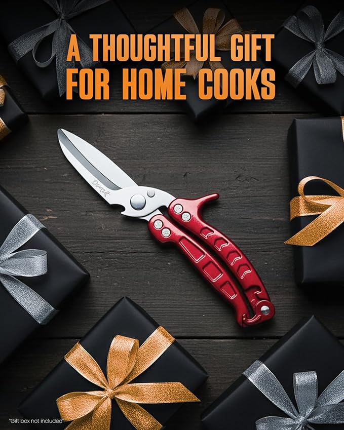 Heavy Duty Poultry Shears - A Must Have chicken processing equipment, Kitchen Scissors for Meat, Chicken, Turkey, and Vegetables - Non-Slip Handle, Safety Lock, Dishwasher Safe