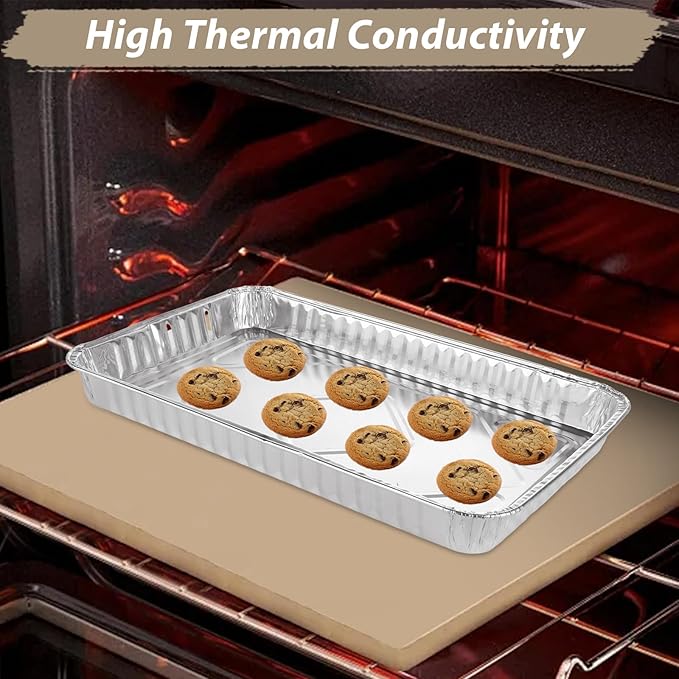 CYEAH 50 Pcs Cookie Sheets for Baking, 12.6 x 8 in Aluminum Foil Pans Durable Nonstick Aluminum Foil Trays, Disposable Aluminumm Foil Grill Topper Pan for BBQ, Outdoor Cooking and Camping