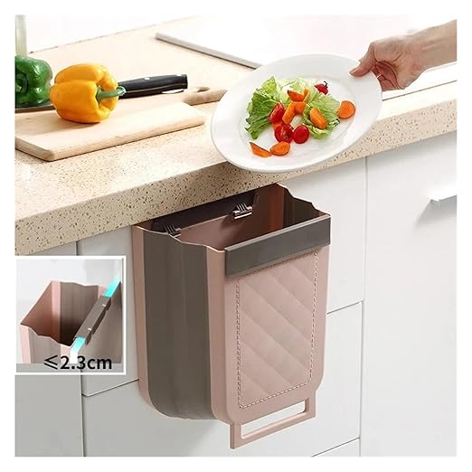 Collapsible Hanging Kitchen Trash Can Hanging Telescopic Folding Trash Can 1pc Multifunctional Cabinet Door Sorting Bin for Kitchen and Car(White)