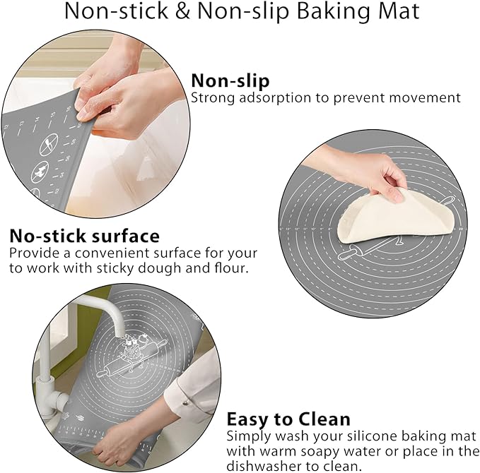 XXL Silicone Pastry Mat, Small Baking Mat, Food Grade Silicone Rolling Board