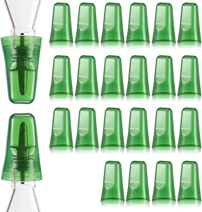 Chengu 24 Pieces Liquor Bottle Covers Pour Spout Covers Bar Toppers for Bottles Universal Pour Dispenser Dust Translucent Silicone Rubber Spout Caps for Bar Home Kitchen Tools Supplies (Green)