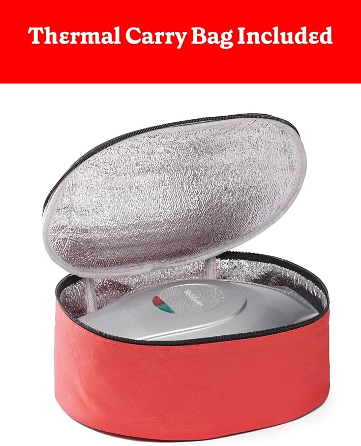 Betty Crocker 8" Travel Pizza Maker Plus, Indoor Electric Grill With Insulated Travel Bag, Nonstick Pan for Pizzas, Quesadillas, Nachos and more, Personal Pizza Machine for Delicious Meals, Silver