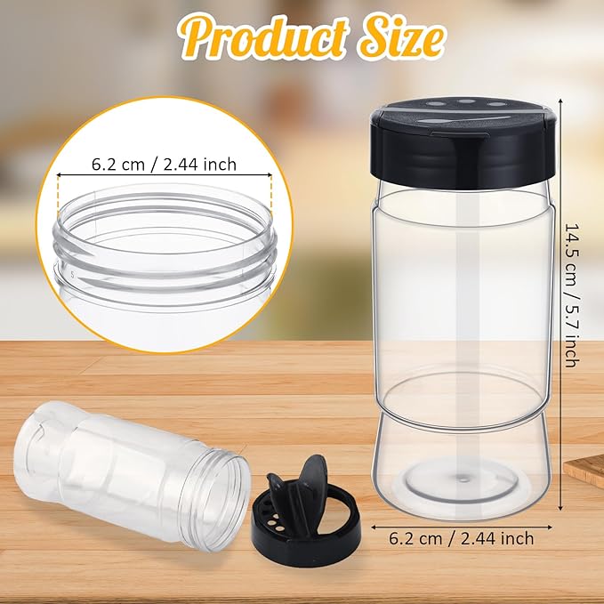 Mimorou 30 Pack 10.1 oz Plastic Spice Jars with Shaker Lids Clear Seasoning Containers Bottles for Kitchen Storing Spice Herbs Seasoning Powders