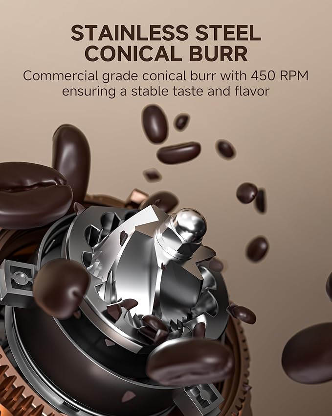 AMZCHEF Single Dose Coffee Grinder – 75 Settings Burr Grinder, 40mm Conical Burr, Anti-Static & Low-Retention Design, Quiet DC Motor with Magnetic Outlet & Vacuum Dosing Cup for Espresso, French Press