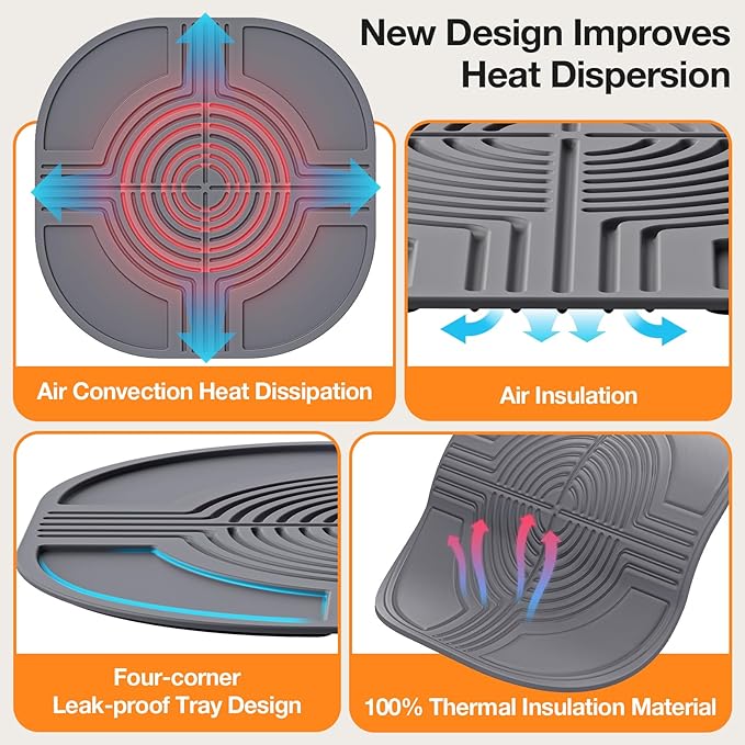 Air Fryer Trivets Silicone Mat for Ninja Crispi-Ninja Crispi accessories for Portable Glass Air Fryer Cooking System Holder, Multipurpose Hot Pads Compatible Hot Dishes,Pot,Bowl,Teapot,Hot Pot Holder