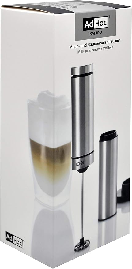 AdHoc Rapido Automatic Milk and Sauce Frother, Stainless Steel and Black