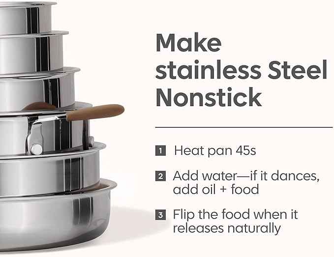 CAROTE 19pcs Stainless Steel Cookware Set with Detachable Handle, Pots and Pans Set, Induction Kitchen Cooking Sets, RV/Camping Cookware, Removable Handle, Oven Safe, Woodgrain