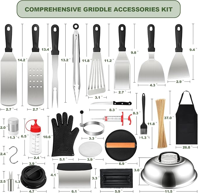237pcs Griddle Accessories Kit for Blackstone, Perfect Flat Top Grilling Accessories, Grill Spatula Set with Enlarged Spatulas, Basting Cover, Burger Press Patty Maker, Scraper for Outdoor Barbecue