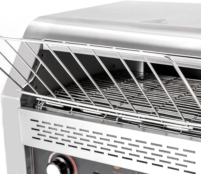 Commercial Conveyor Toaster 2600W, 450 Slices/Hour Stainless Steel Bread Oven with Dual Temp Control & Double Chutes - 7-Speed Adjustable