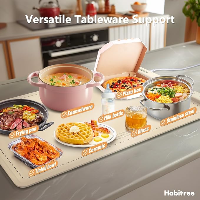 Food Warming Mat, Silicone Electric Warming Tray - Day Gifts, 6 Heat Settings, Portable, Upgraded Graphene Full Surface Rapid Heating, Easy to Clean, Ideal for Parties, Buffets, and Daily Use