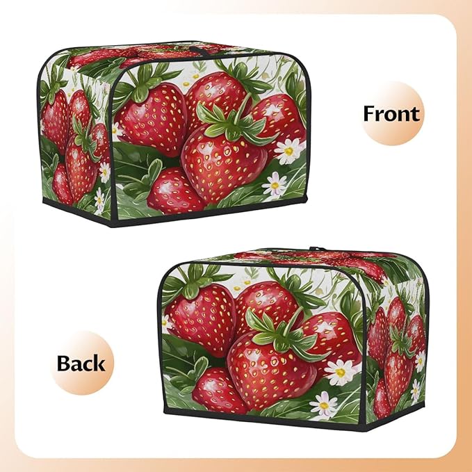 Tropical Fruit Strawberry Flower Toaster Cover 2 Slice Dust and Fingerprint Protection Toaster Bread Maker Covers Washable Kitchen Small Appliance Covers for Kitchen Accessories Decor Bakeware Gift