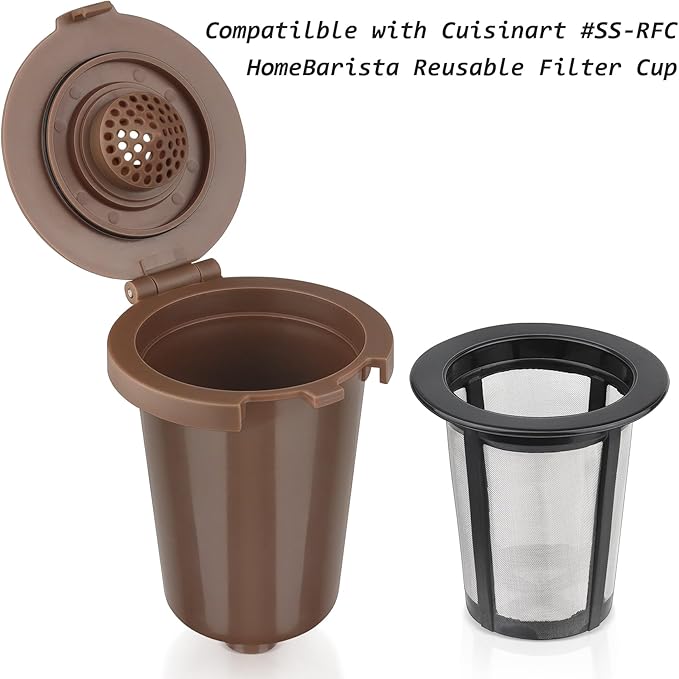 Reusable Filter Cup for Cuisinart (Upgraded Version - 2 PACK Brown)