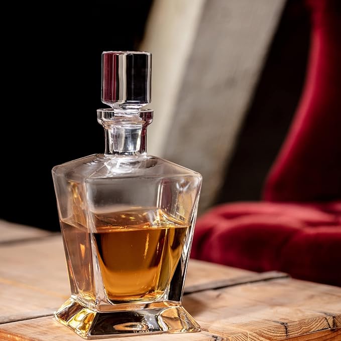 Krosno Whiskey Decanter Carafe with Stopper | 25.4 oz | Caro Collection | Home Restaurants Parties | Gift Idea Wedding Bar Mitzvah | Made in Europe