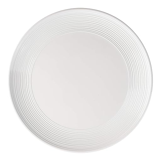 TableCraft 10496 Pulito Collection Round Platter, White Melamine Plate with Raised Edge Detail, Durable and Dishwasher Safe, Chic Ceramic-Look Serveware, 13.125-Inch Diameter