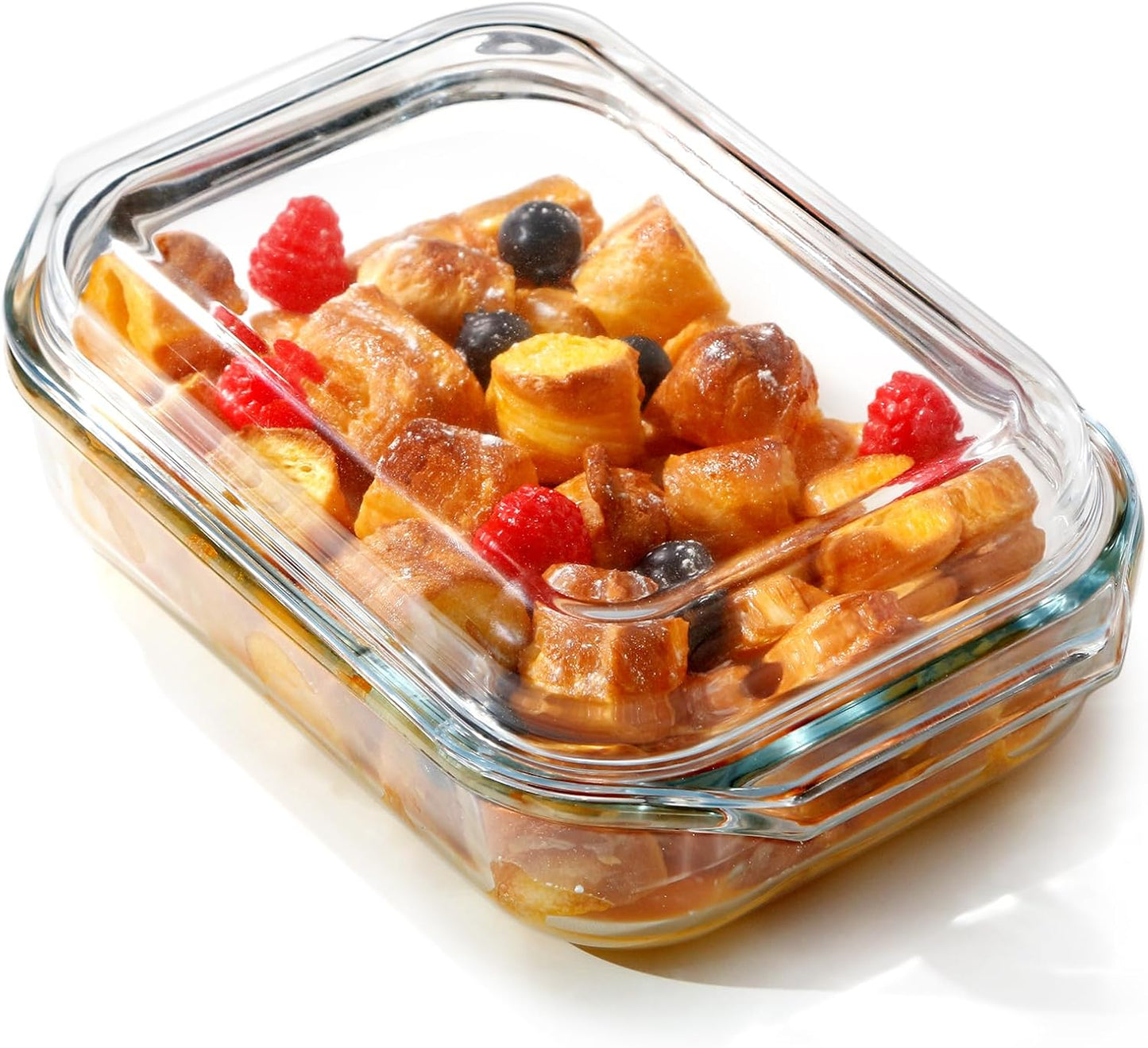 NUTRIUPS 1.4QT Small Glass Casserole Dish With Lid, 8.5×6.1in Rectangular Casserole Dish for Oven
